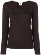 Le Tricot Perugia V-neck Jumper - Brown