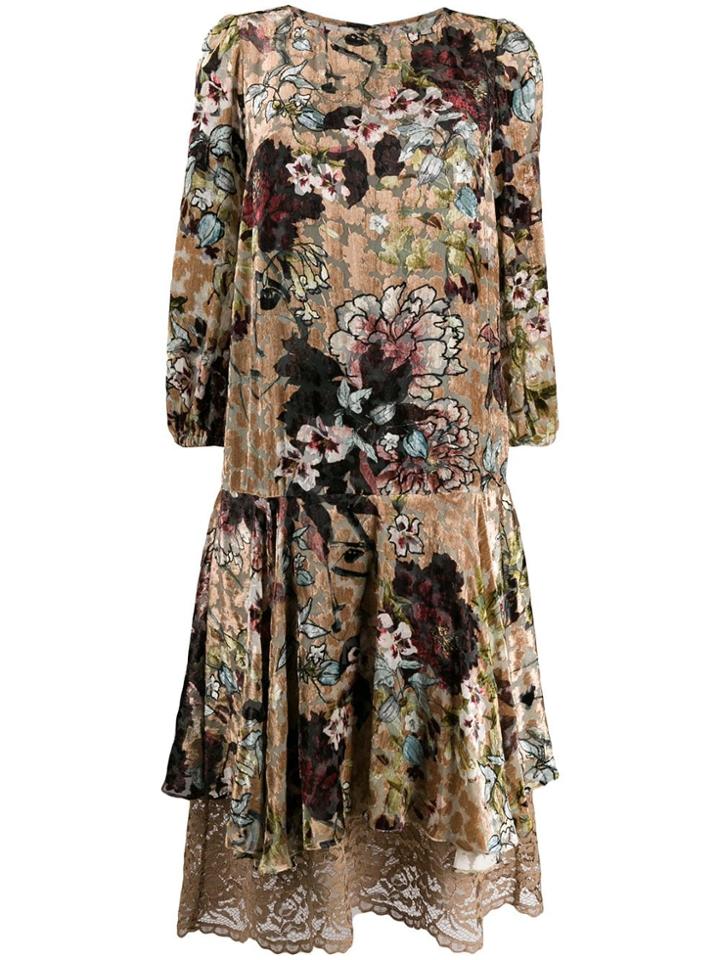 Antonio Marras Flower-print Loose-fit Dress - Neutrals