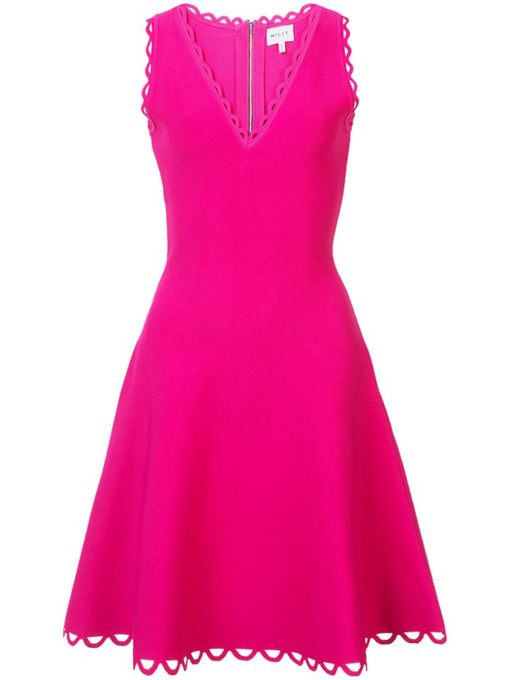 Milly Scalloped Hem Skater Dress - Pink & Purple