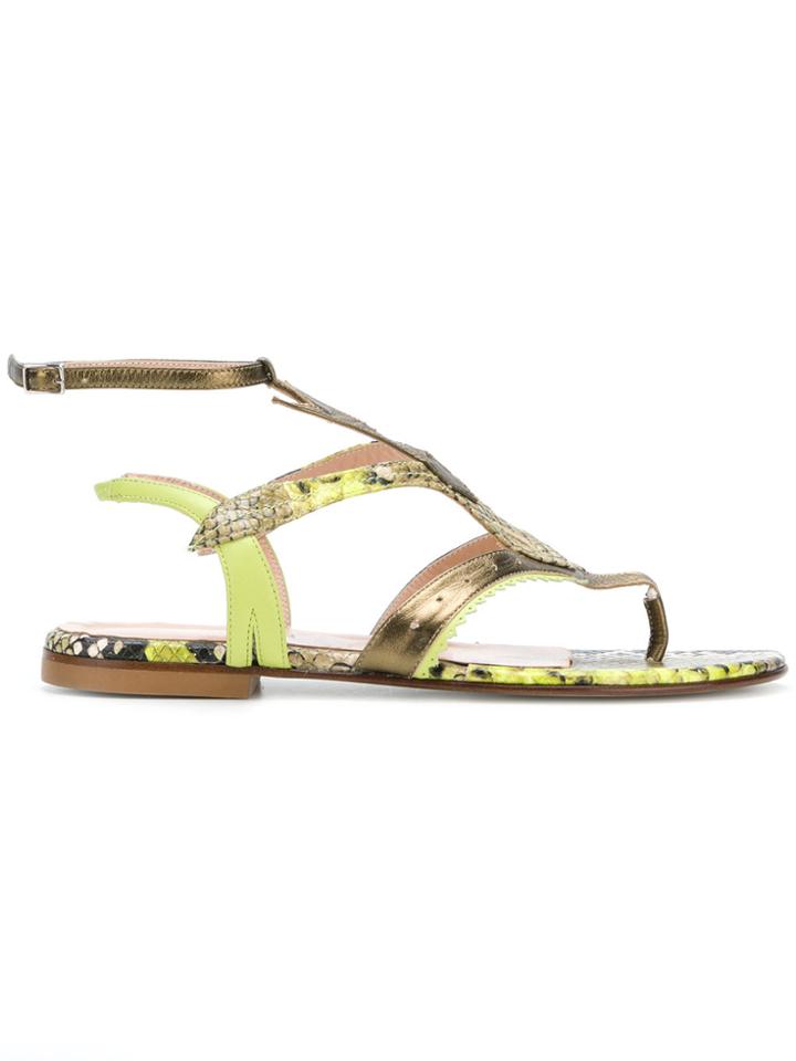 Just Cavalli Snakeskin Effect Sandals - Green