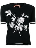 No21 Floral-intarsia Knitted Top - Black