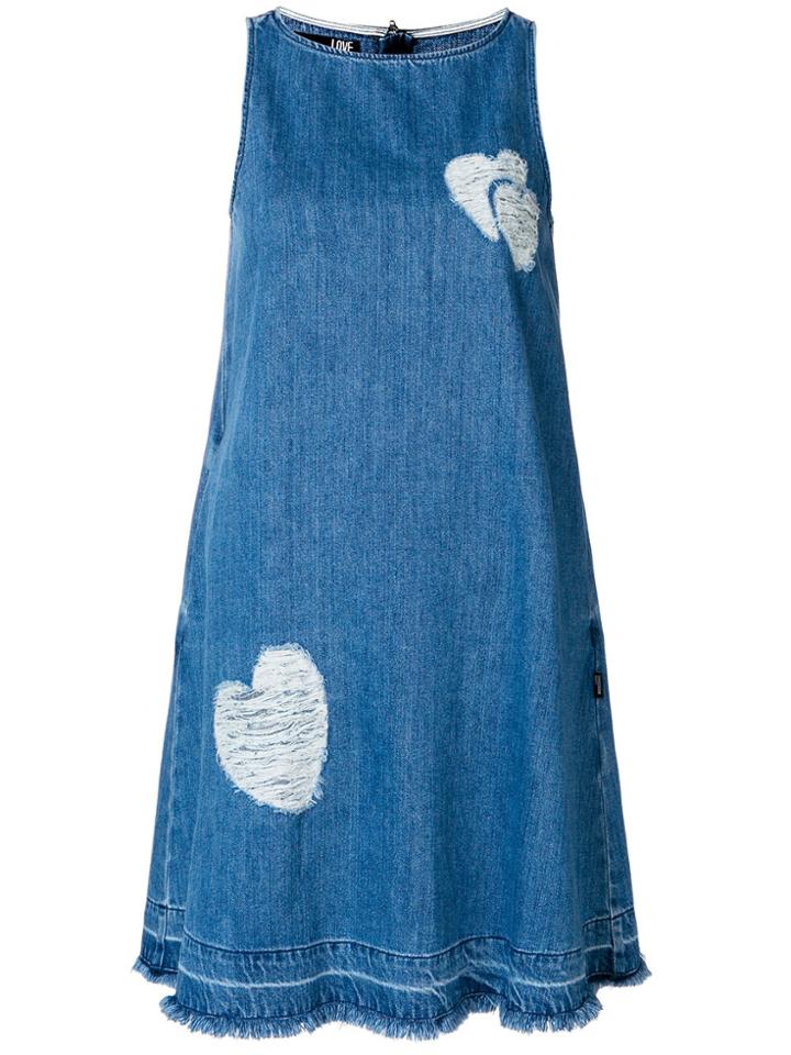Love Moschino Frayed Heart Dress - Blue