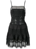 Charo Ruiz Embroidered Flared Dress - Black