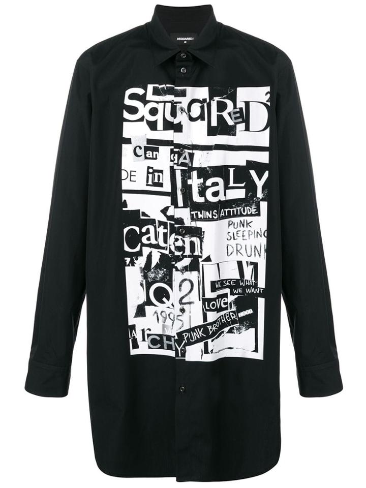 Dsquared2 Collage Print Shirt - Black
