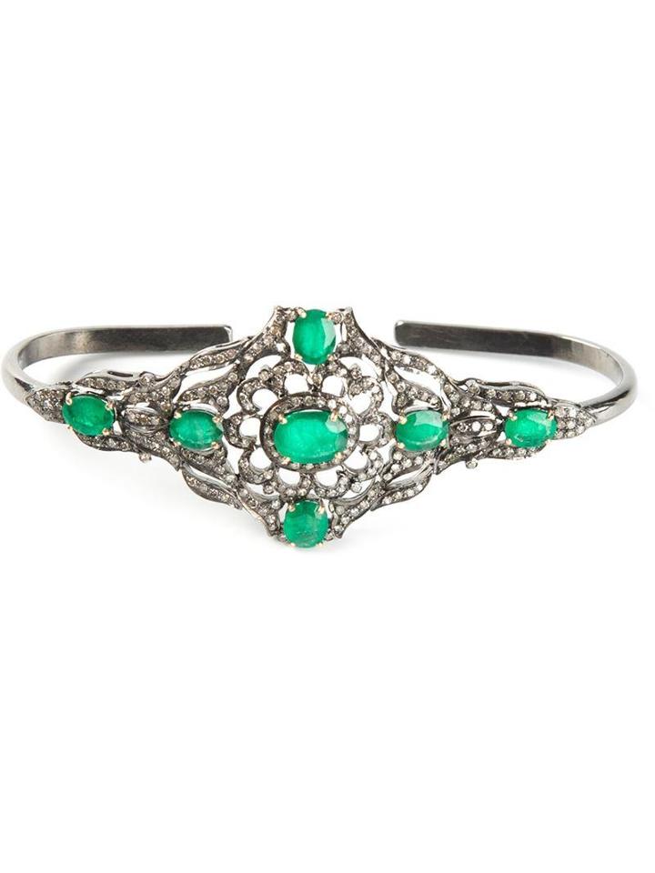 Karats & Carats Diamond And Emerald Pave Hand Bracelet