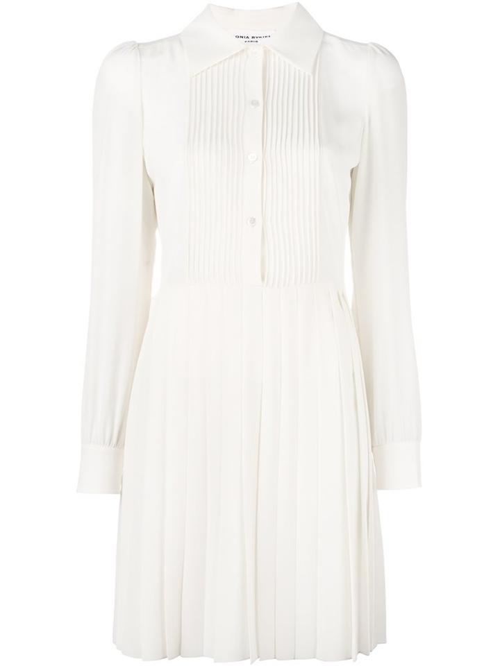 Sonia Rykiel Pleated Shirt Dress, Women's, Size: 42, White, Silk