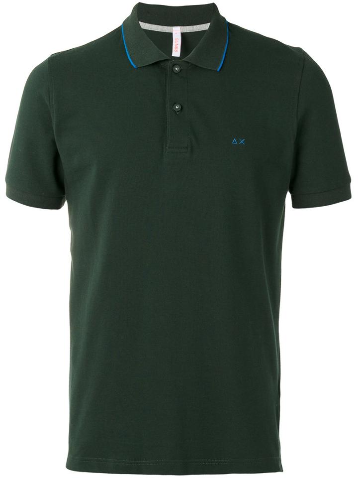 Sun 68 - Contrast Collar Polo Shirt - Men - Cotton/spandex/elastane - L, Green, Cotton/spandex/elastane