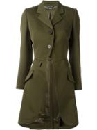 Alexander Mcqueen Single Breasted Coat, Women's, Size: 38, Green, Silk/cupro/virgin Wool