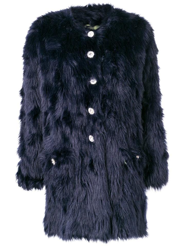 Shrimps Embellished Faux-fur Coat - Blue