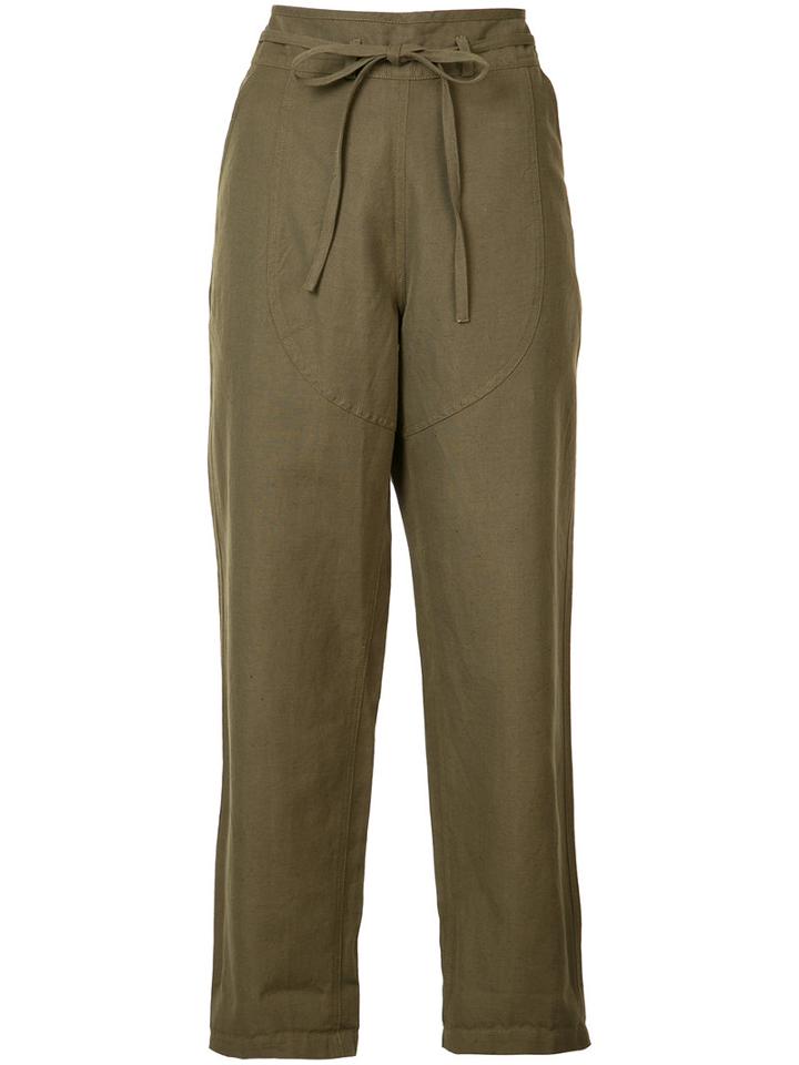 Ulla Johnson - Belted Cropped Trousers - Women - Cotton/linen/flax - 10, Green, Cotton/linen/flax