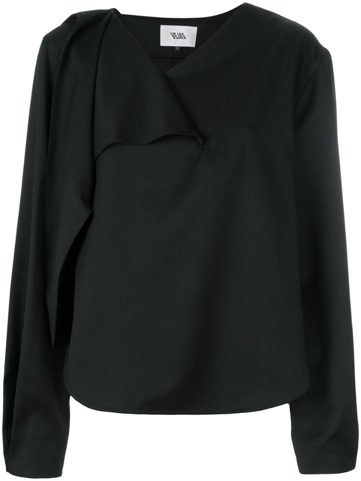 Vejas Draped Sleeve Top - Black