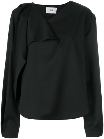 Vejas Draped Sleeve Top - Black