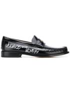 Versace Lettering Logo Print Loafers - Black