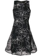 Dkny Flower Detail Flare Dress - Black