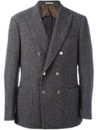 Brunello Cucinelli Double Breasted Blazer, Men's, Size: 48, Grey, Silk/cupro/cashmere/wool
