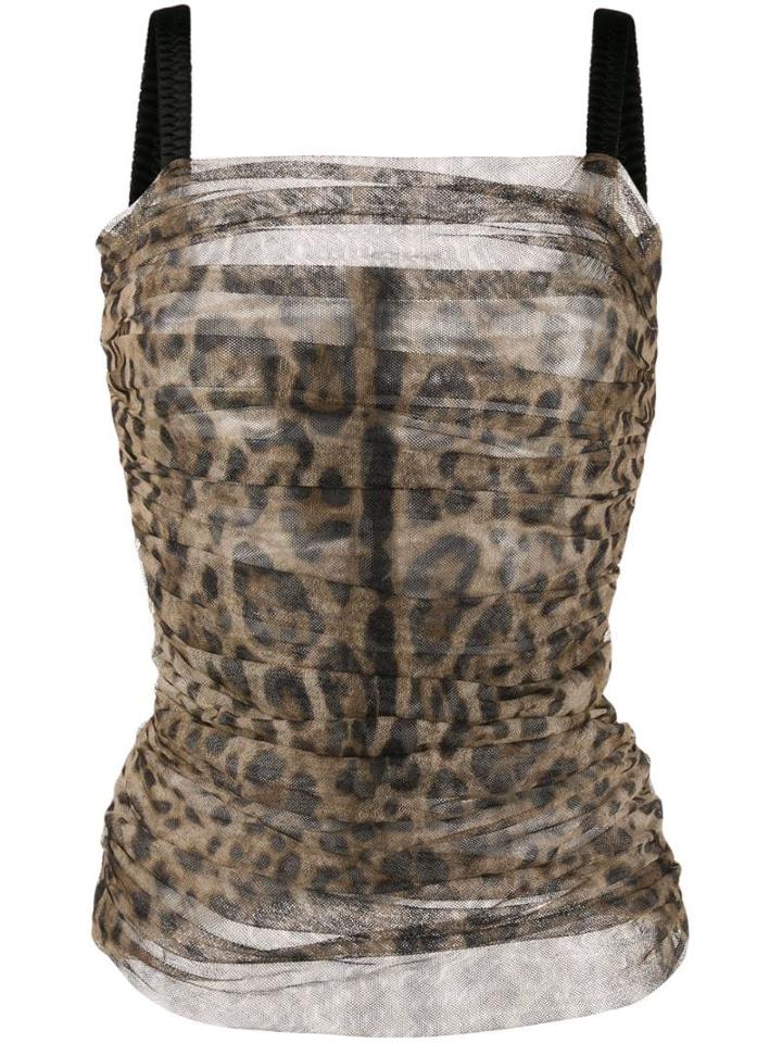 Dolce & Gabbana Animal Print Ruched Blouse - Brown
