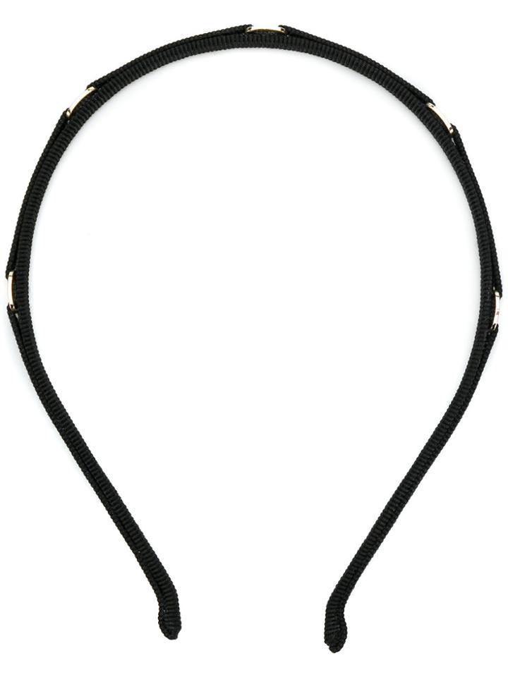 Salvatore Ferragamo Logo Engraved Hairband - Black