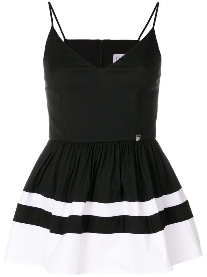 Twin-set Contrast Flared Top - Black