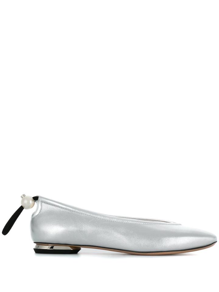 Nicholas Kirkwood Square Toe Ballerina Shoes - Silver