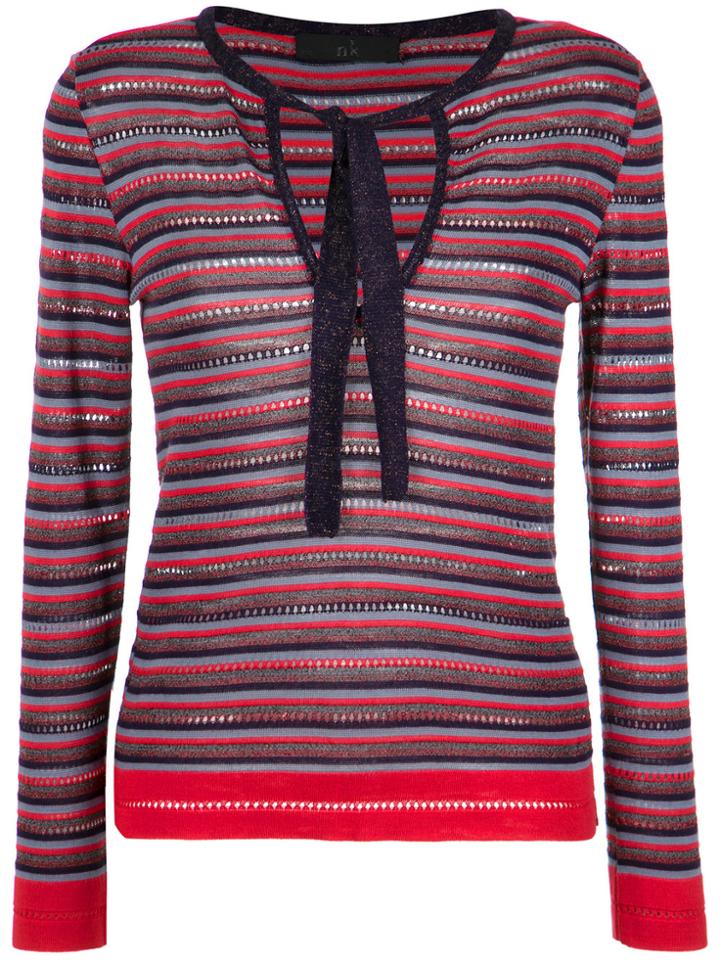 Nk Striped Knit Blouse - Pink & Purple