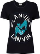 Lanvin Sequinned Shoes Detail T-shirt, Women's, Size: Xs, Black, Silk/pvc/viscose/glass