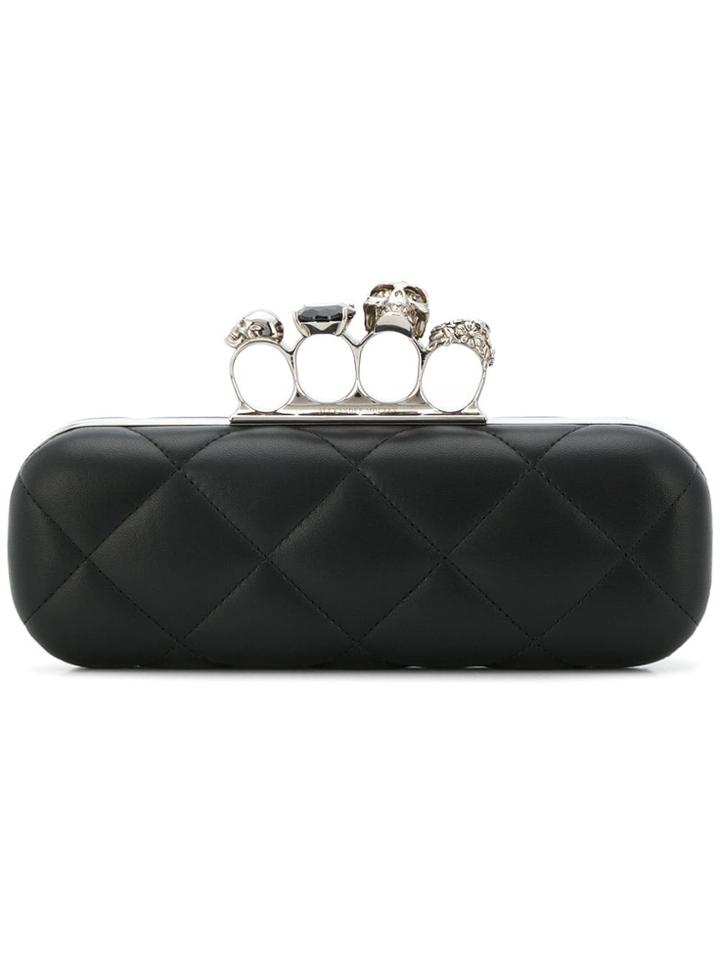 Alexander Mcqueen Four-ring Quilted Clutch - Black