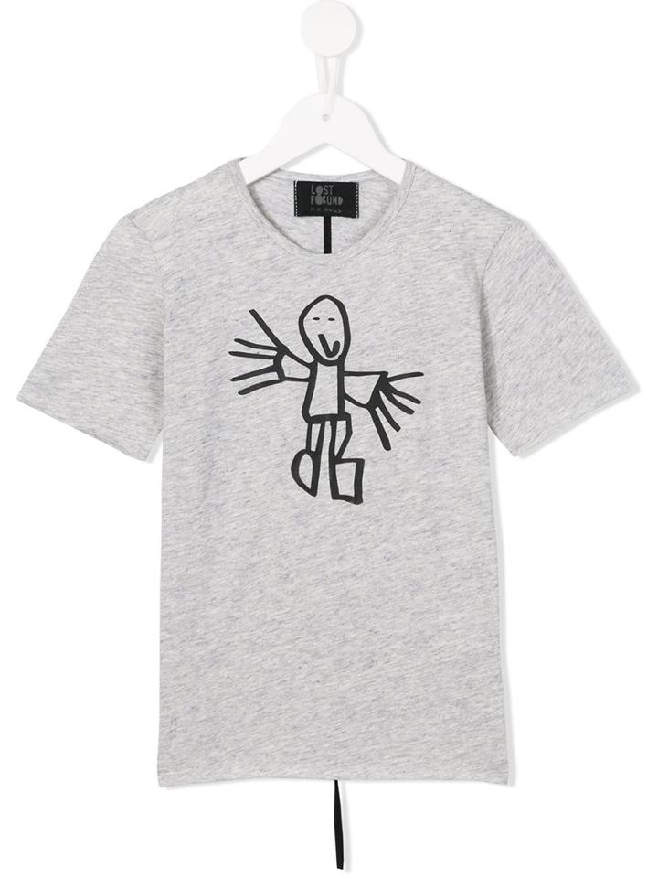 Lost And Found Kids Stick Man Print T-shirt, Boy's, Size: 6 Yrs, Grey