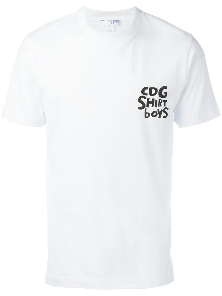 Comme Des Garçons Shirt Chest Logo Print T-shirt, Men's, Size: Large, White, Cotton