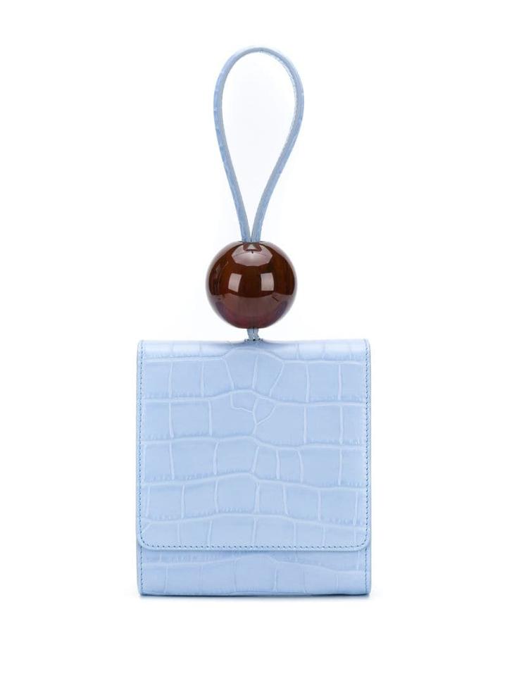 By Far Crocodile Effect Clutch Bag - Blue
