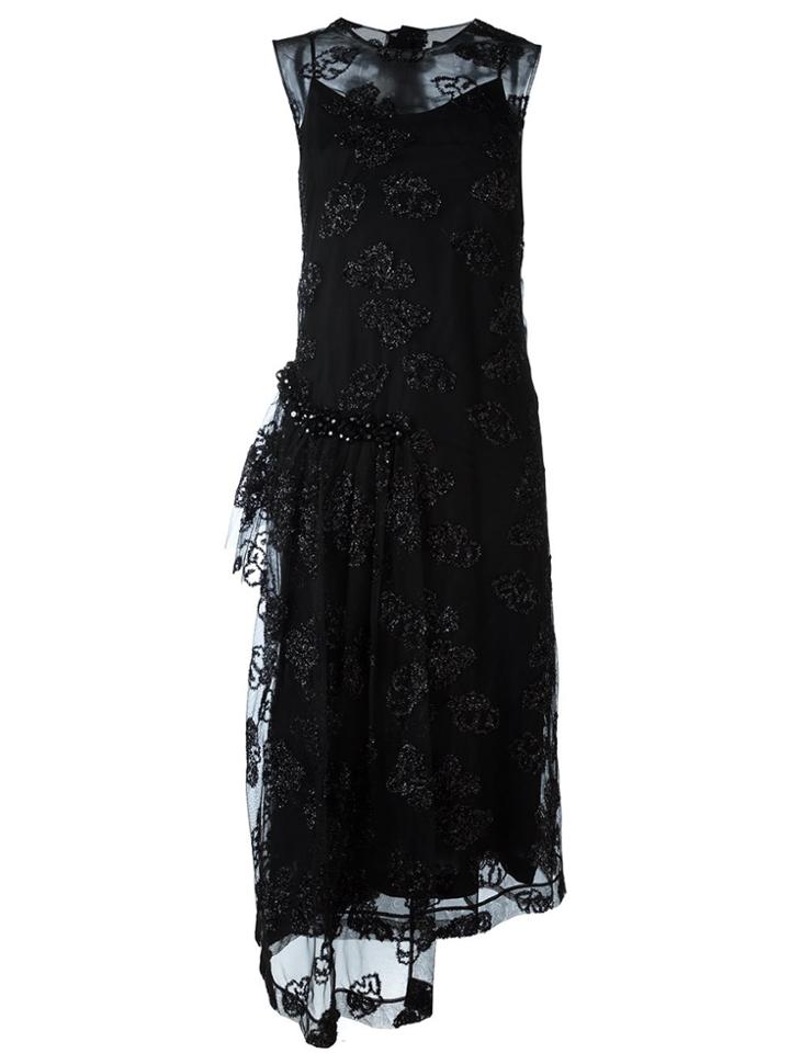 Simone Rocha Semi Sheer Overlay Asymmetric Dress - Black