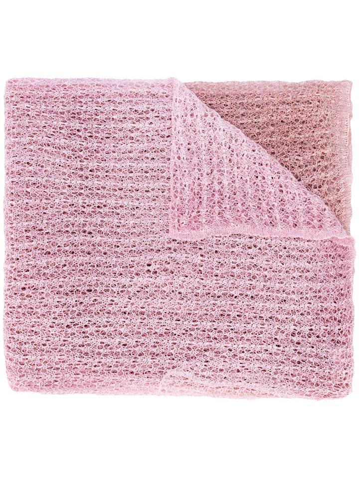 Faliero Sarti - Open Weave Scarf - Women - Linen/flax - One Size, Pink/purple, Linen/flax