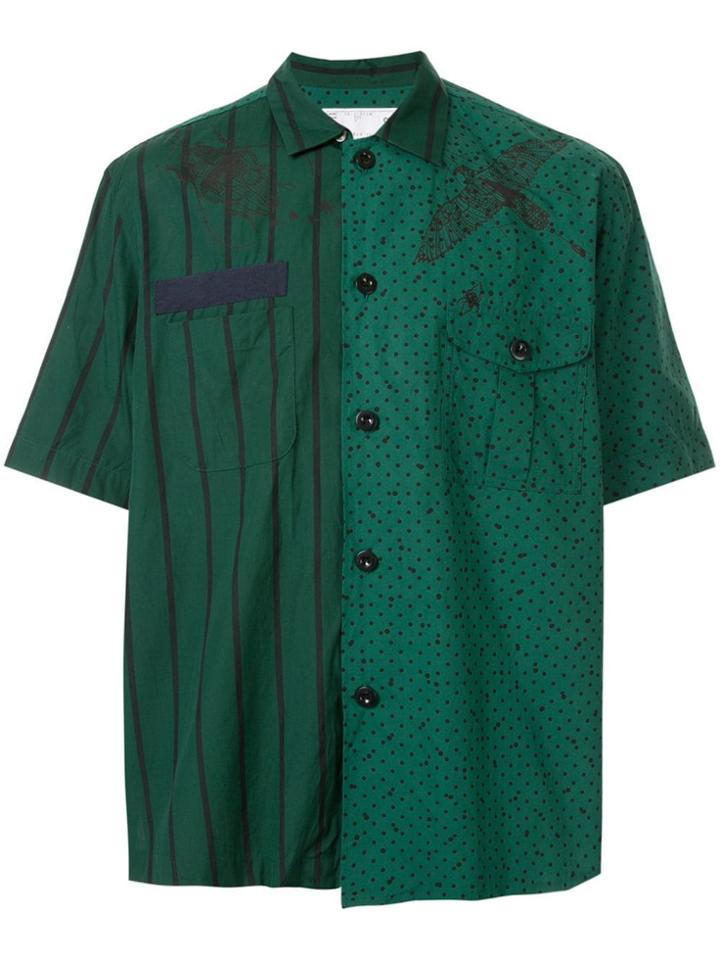 Sacai Printed Panel Shirt - Green