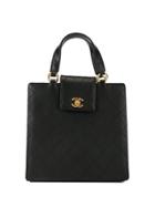 Chanel Pre-owned 1998 Diamond Quilted Cc Turn-lock Tote - Black