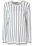Balmain Striped Piqué Sweatshirt - White