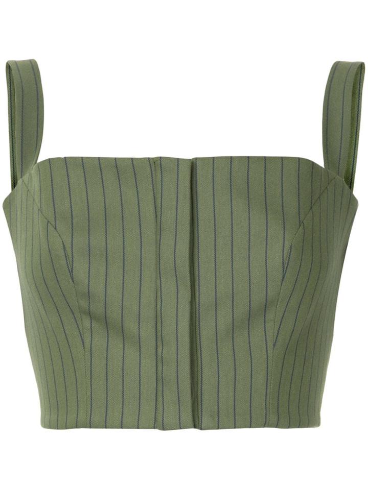 Matin Pinstripe Crop Top - Green