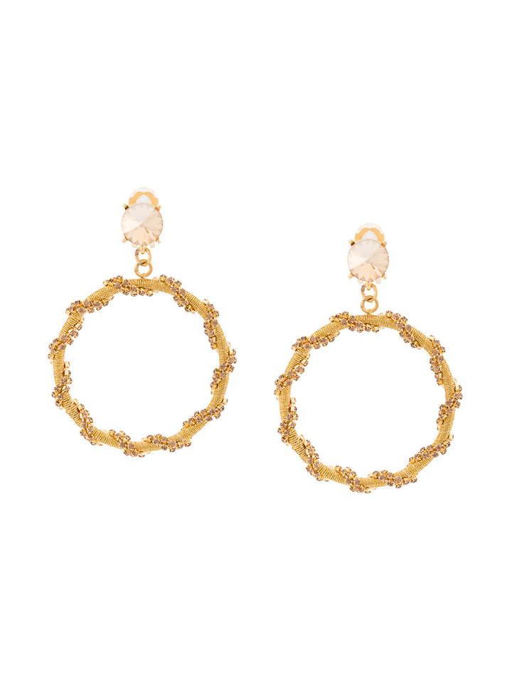 Oscar De La Renta Crystal Chain Hoop Earrings - Metallic