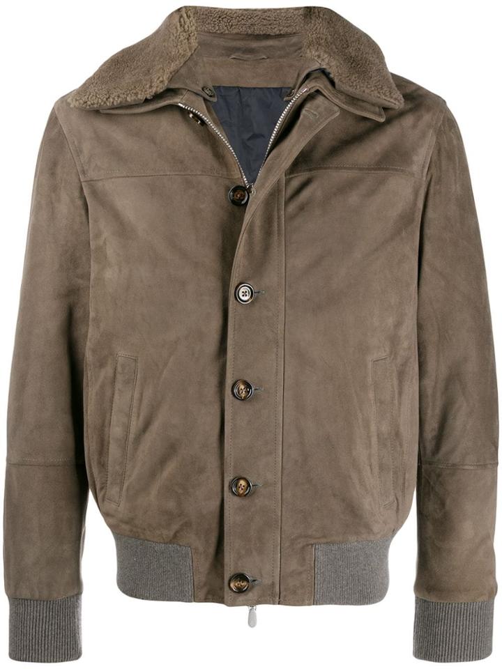 Eleventy Shearling Jacket - Brown