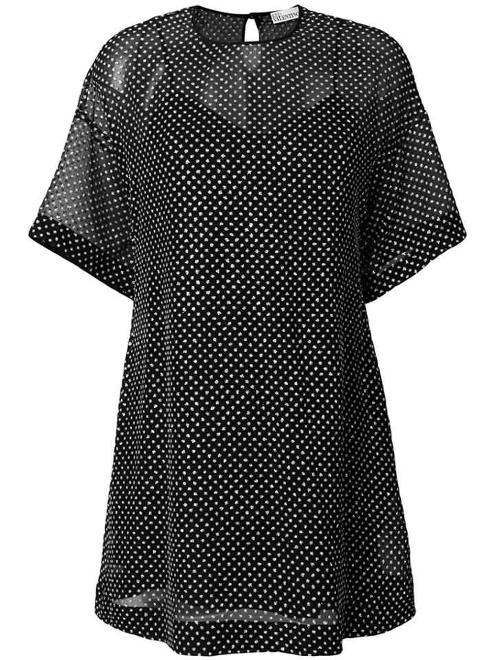Red Valentino Embellished Sheer Dress - Black