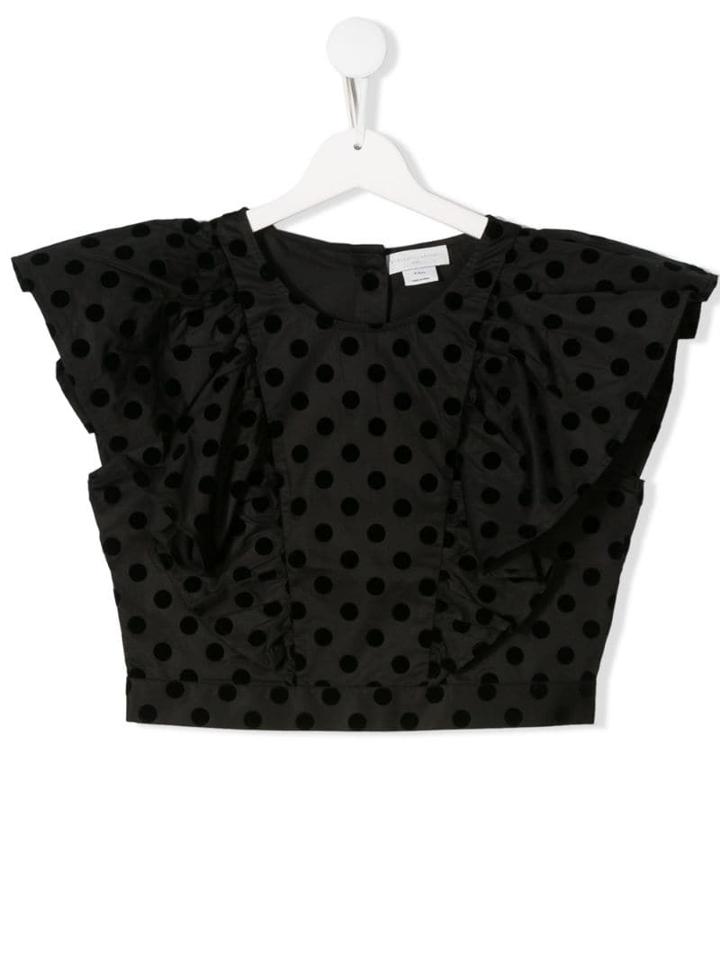 Stella Mccartney Kids Teen Polka Dotted Cropped Blouse - Black