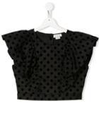 Stella Mccartney Kids Teen Polka Dotted Cropped Blouse - Black