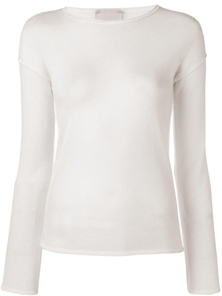 Fine Edge Fine Knit Sweater - White