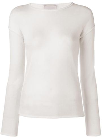 Fine Edge Fine Knit Sweater - White