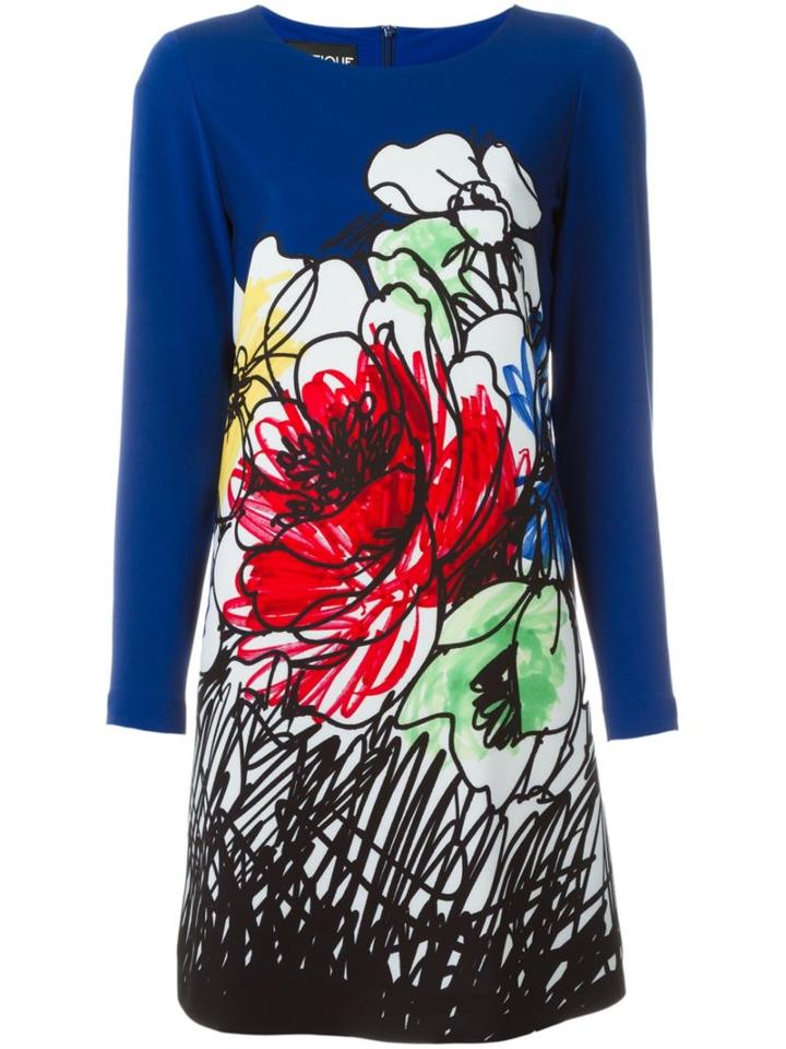 Boutique Moschino Floral Print Dress, Women's, Size: 44, Blue, Polyester/other Fibers