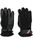 Moncler Grenoble Logo Leather Panel Gloves - Black