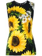Dolce & Gabbana - Sunflower Print Tank Top - Women - Viscose - 46, Black, Viscose