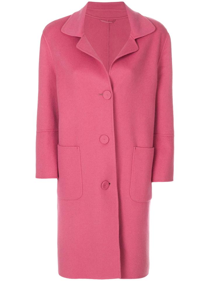 Luisa Cerano Single Breasted Coat - Pink & Purple