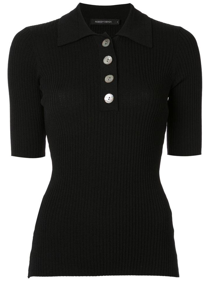 Nobody Denim Chelsea Ribbed Polo Top - Black