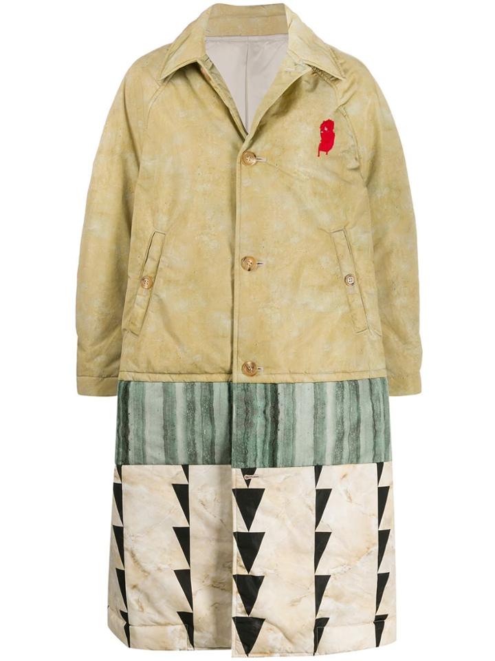 Undercover Single Breasted Patchwork Coat - Neutrals