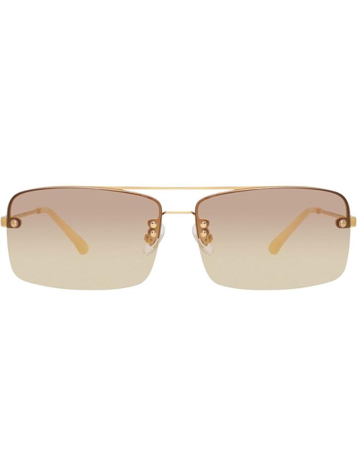 Linda Farrow Dries Van Noten Rectangular Sunglasses - Metallic