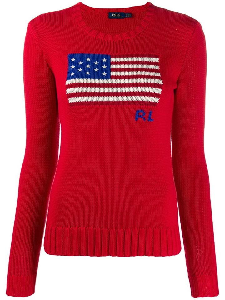 Polo Ralph Lauren U.s.a. Flag Jumper - Red